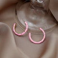 Bamboo Segment C-Shape Enamel Hoop Stud Earrings Six Colors view 6