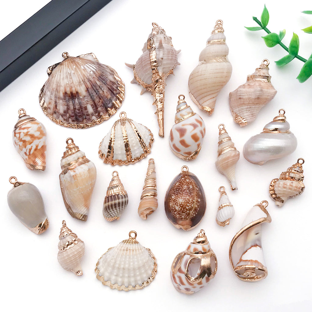 Gold Plated Acrylic Shell Conch Bead Charm Pendant for DIY Necklace Earrings Wind Chime