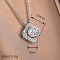 Silver Diamond-Shape Halo Clear CZ Pendant Necklace view 4