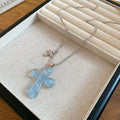 Translucent Cross Pendant Necklaces in Blue and White view 6