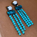 Turquoise Bead Tassel and Resin Drop Earrings in Two Designs view 7