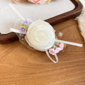 Cream Organza Rose Duckbill Hair Clips Five Floral Accents view 9