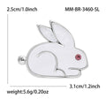 White Enamel Rabbit Brooch with Red Eye in Two Metal Tones view 6