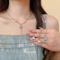 Cloud Pendant Necklace With Dangling Crystal Drops view 2