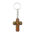 Wooden Praying Hands Cross Keychain Silver Chain Ring view 5