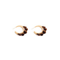 Tiger Eye Look Bead Gold Tone Open C Hoop Earrings view 5