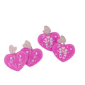 Magenta Acrylic Heart Skeleton Drop Earrings 2 Motifs view 5
