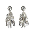 Silver Tone Gray Pearl And Layered Leaf Fringe Drop Stud Earrings view 5
