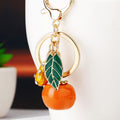 Persimmon Peanut and Leaf Charm Keychain with Braided Wrist Loop view 5