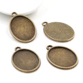 Plain Oval Pendant Bezel Trays in Three Antique Finishes view 2