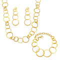 Gold Interlocking Circle Link Necklace Bracelet Drop Earrings view 5