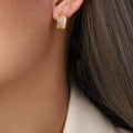 Gold Tone Enamel Crescent Hoop Stud Earrings Multi Color view 9