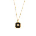 Black Enamel Star Square Pendant Satellite Necklace view 5