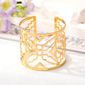 Gold Tone Wide Irregular Geometric Openwork Cuff Bracelet view 2