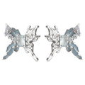 Silver Irregular Butterfly Studs Light Blue Enamel Clear Stones view 5
