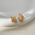 Translucent Rough Crystal Curved Stud Earrings In Two Color Palettes view 7