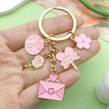 Flower Charm Keychains in 7 Pictured Variations for Bags and Keys