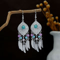 Eighty Silver Tone Ethnic Feather and Bead Earrings view 6