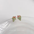 Gold Tone Mint Green Crystal Grape Cluster Stud Earrings view 4