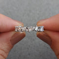 Silver Tone Mixed Shape CZ Geometric Band Ring Sizes 6-10 view 1