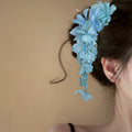 Fabric Flower Duckbill Clip With Bead Dangle Trails view 3