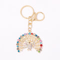 Rhinestone Peacock Keychain Gold Fan Tail Two Stone Colors view 5