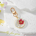 Gold Frame Round Resin Pressed Flower Keychains Lobster 4 Styles view 3