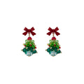 Red Bow Green Bead Christmas Tree Small Stud Earrings view 5