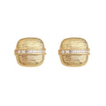 Gold-Tone Textured Square Stud Earrings Baguette Band view 5
