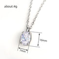 Silver Oval Clear CZ Solitaire Pendant Necklace Chain view 5