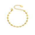 Gold Five-Petal Flower Enamel Station Bracelet Stainless view 5