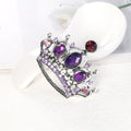 Red Purple Silver Tone Crown Openwork Crystal Metal Brooch Pin view 4