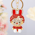Jeweled Cute Rabbit Keychains in Four Colors plus Assorted Color Option view 2
