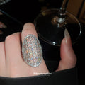 Silver Oval Lattice Crystal Openwork Adjustable Ring view 1