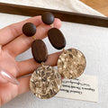 Brown Leopard Print Disc Drop Earrings in Three Bold Designs view 6