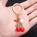 Six-Style Transparent Red and Black Cherry Pearl Keychain Collection view 3