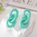 Colorful Chunky Triple Link Chain Stud Earrings in Eight Colors view 3
