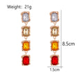 Red Gold Tone Square Crystal Five Designs Metal Necklace view 5