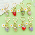 Heart Charm Keychains Featuring Red Strawberry Across 24 Pictured Variations view 1