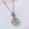Silver Crown Open Circle Drop CZ Pendant Necklace Chain view 3