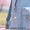 Silver Cross Dove and Holy Bible Charm Keychain and Attached Hardware view 3