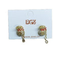 Gold Tone Lucky Pouch Stud Earrings with Red Accent view 5