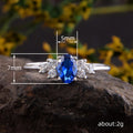 Silver Oval Clear Blue CZ Side Stone Finger Ring Sizes 6-10 view 5