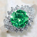 Oversized Round Solitaire Floral Halo Ring In Three Stone Colors view 3