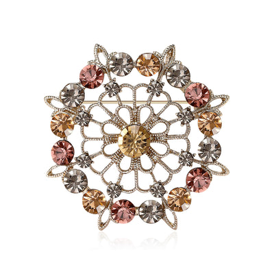 antique pink crystal filigree brooch group view