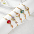 Gold Tone Ornate Pressed Flower Pearl Slider Bracelets in Five Designs view 1