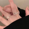 Silver Open Oval Cabochon Ring Flower Crystal Terminal view 2