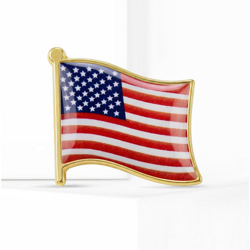 Flag brooch close-up front view