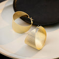 Gold and Silver Wide Corrugated Statement C Hoop Earrings view 6