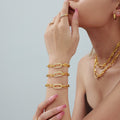 Stainless Paperclip Chain Necklace Bracelet Pave Oval Zircon view 3